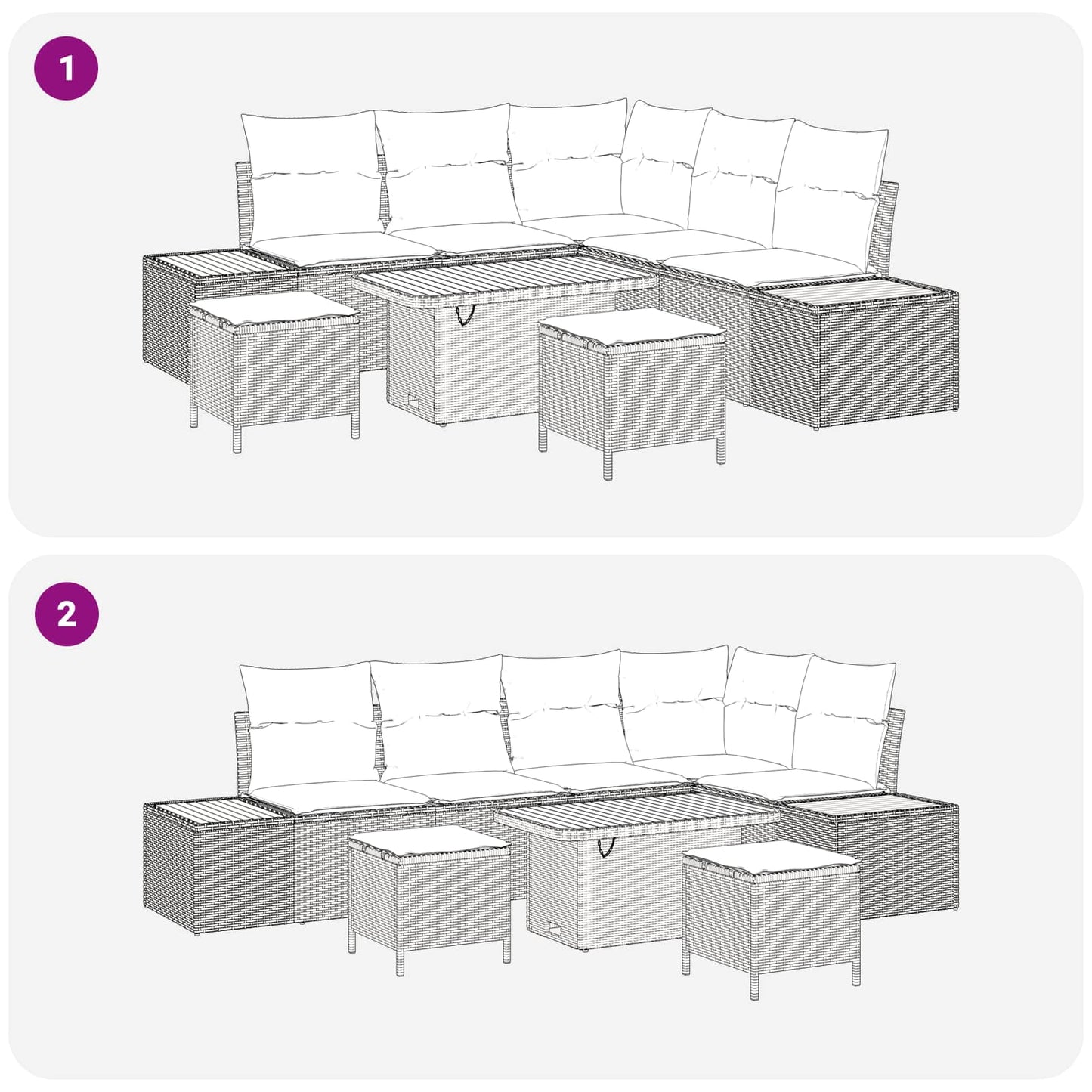 Set Divano da Giardino con cuscino 8 pcs Grigio | homemem39