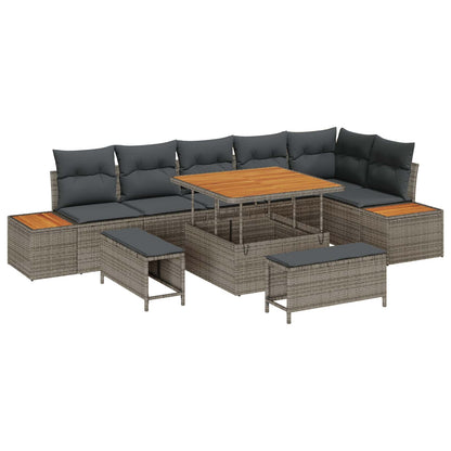 Set Divano da Giardino con cuscino 9 pcs Grigio | homemem39