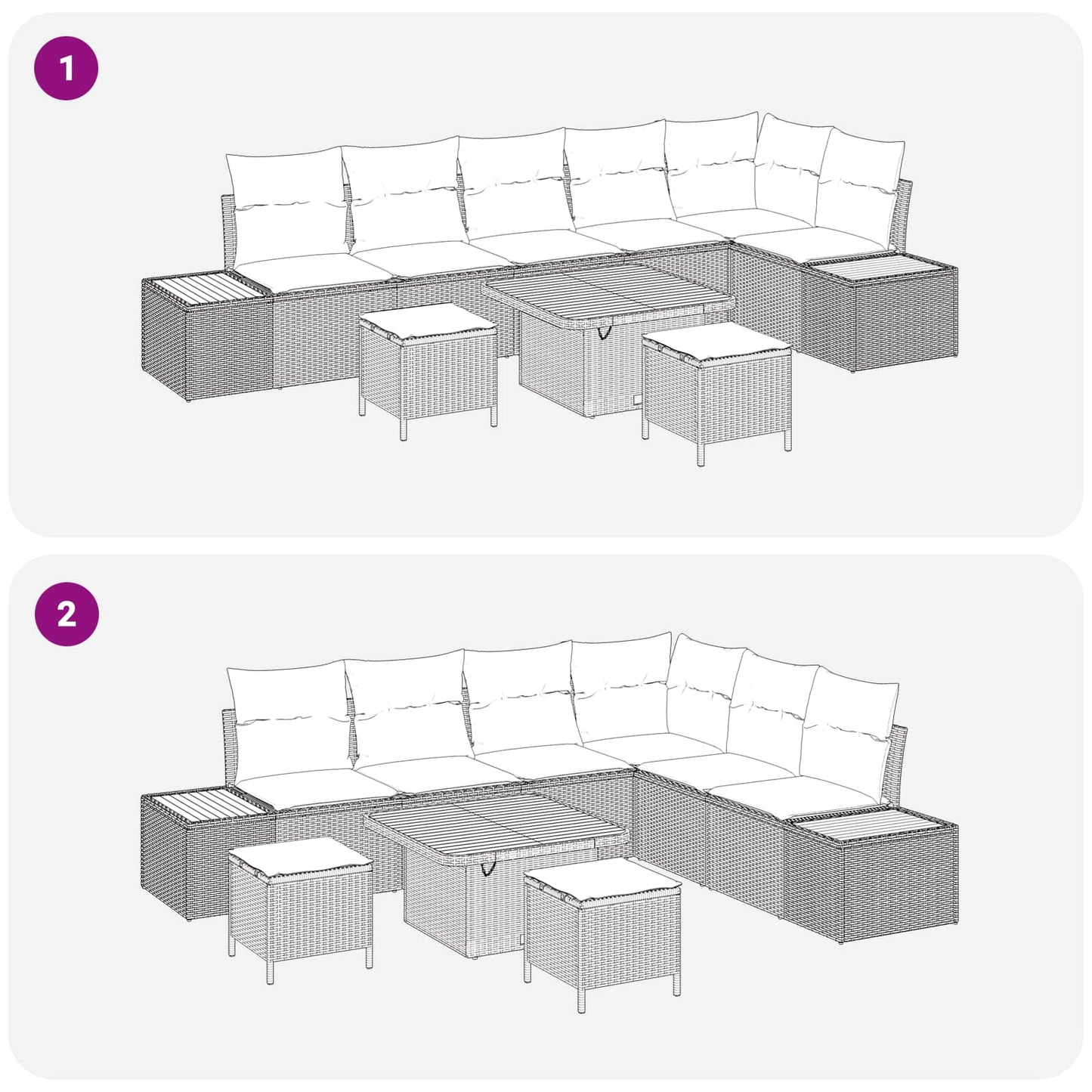 Set Divano da Giardino con cuscino 9 pcs Grigio | homemem39