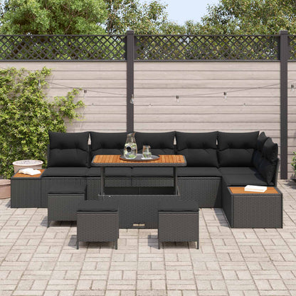 Set Divano da Giardino con cuscino 10 pcs Nero | homemem39