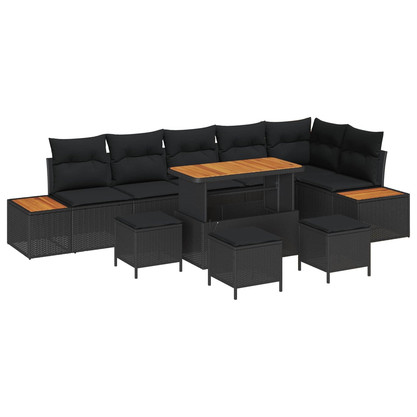 Set Divano da Giardino con cuscino 10 pcs Nero | homemem39