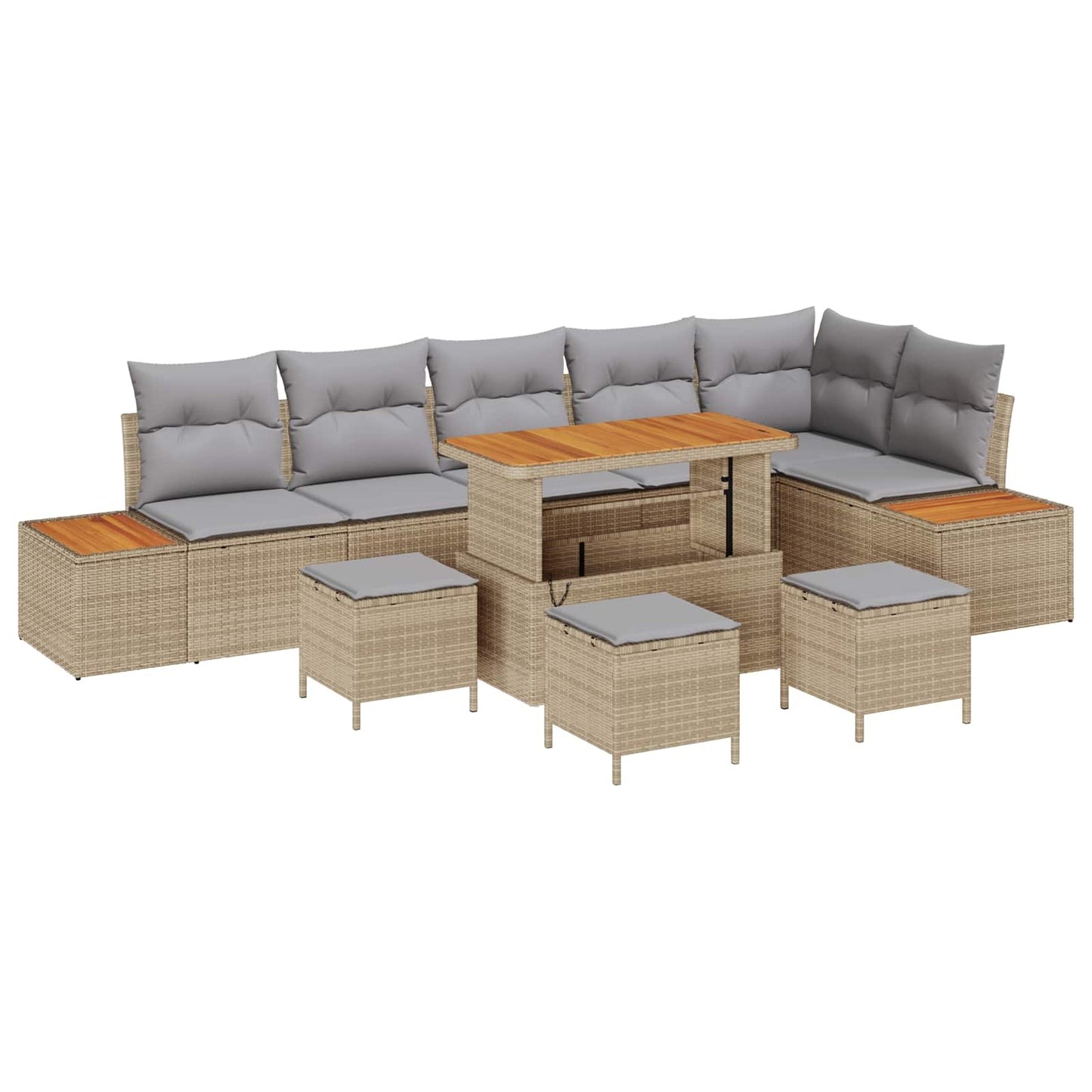 Set Divano da Giardino con cuscino 10 pcs Beige e Grigio Chiaro | homemem39