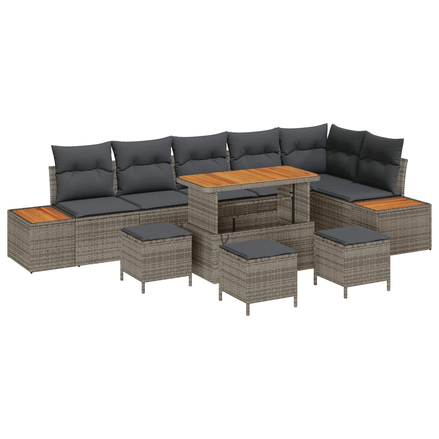 Set Divano da Giardino con cuscino 10 pcs Grigio | homemem39