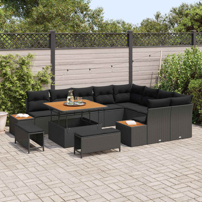 Set Divano da Giardino con cuscino 12 pcs Nero | homemem39