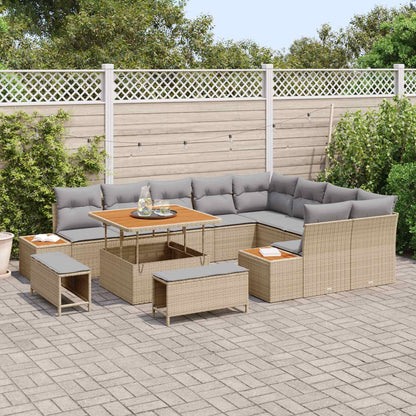 Set Divano da Giardino con cuscino 12 pcs Beige e Grigio Chiaro | homemem39