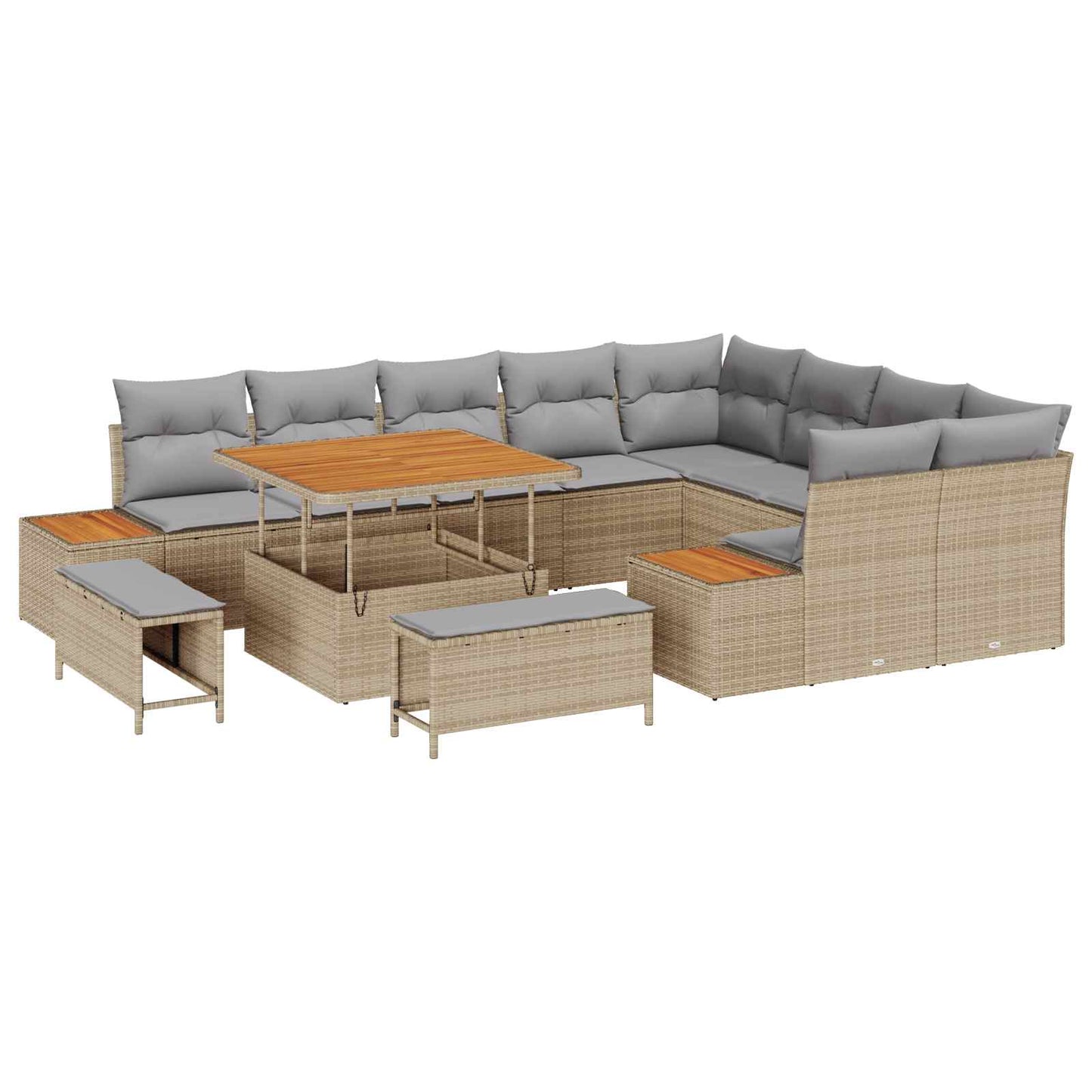 Set Divano da Giardino con cuscino 12 pcs Beige e Grigio Chiaro | homemem39