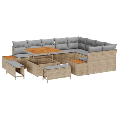 Set Divano da Giardino con cuscino 12 pcs Beige e Grigio Chiaro | homemem39