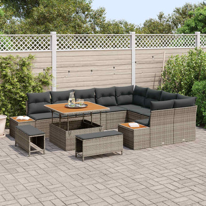Set Divano da Giardino con cuscino 12 pcs Grigio | homemem39