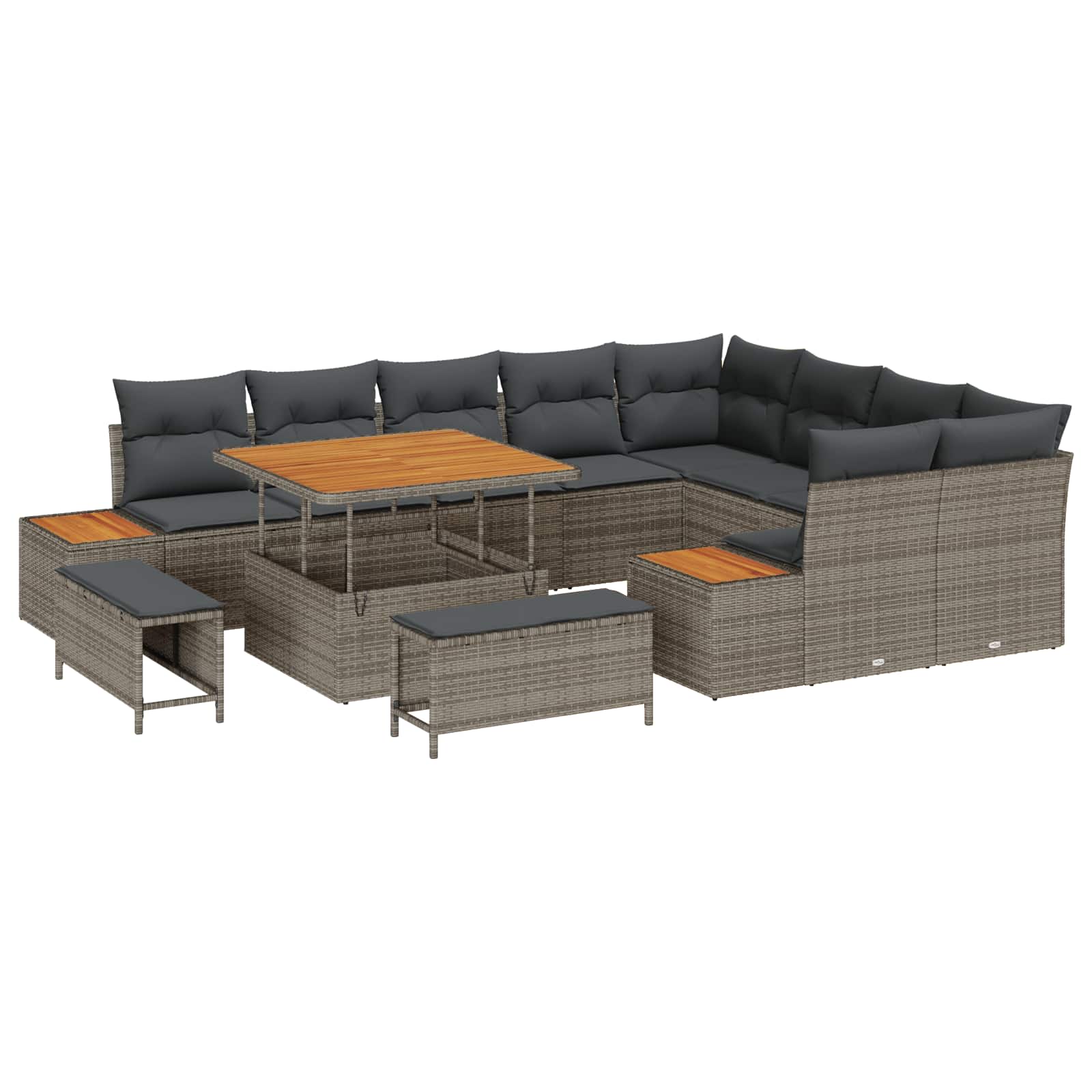 Set Divano da Giardino con cuscino 12 pcs Grigio | homemem39