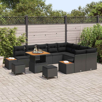 Set Divano da Giardino con cuscino 12 pcs Nero | homemem39