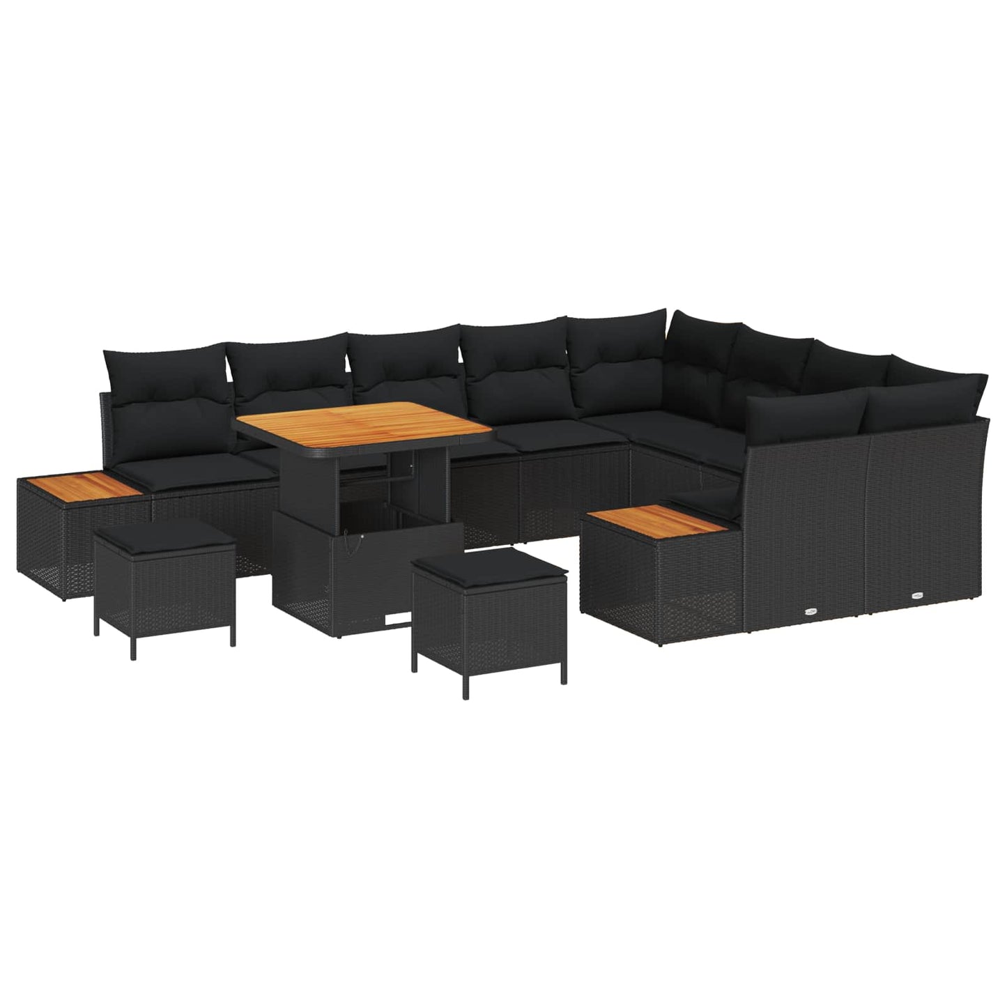 Set Divano da Giardino con cuscino 12 pcs Nero | homemem39