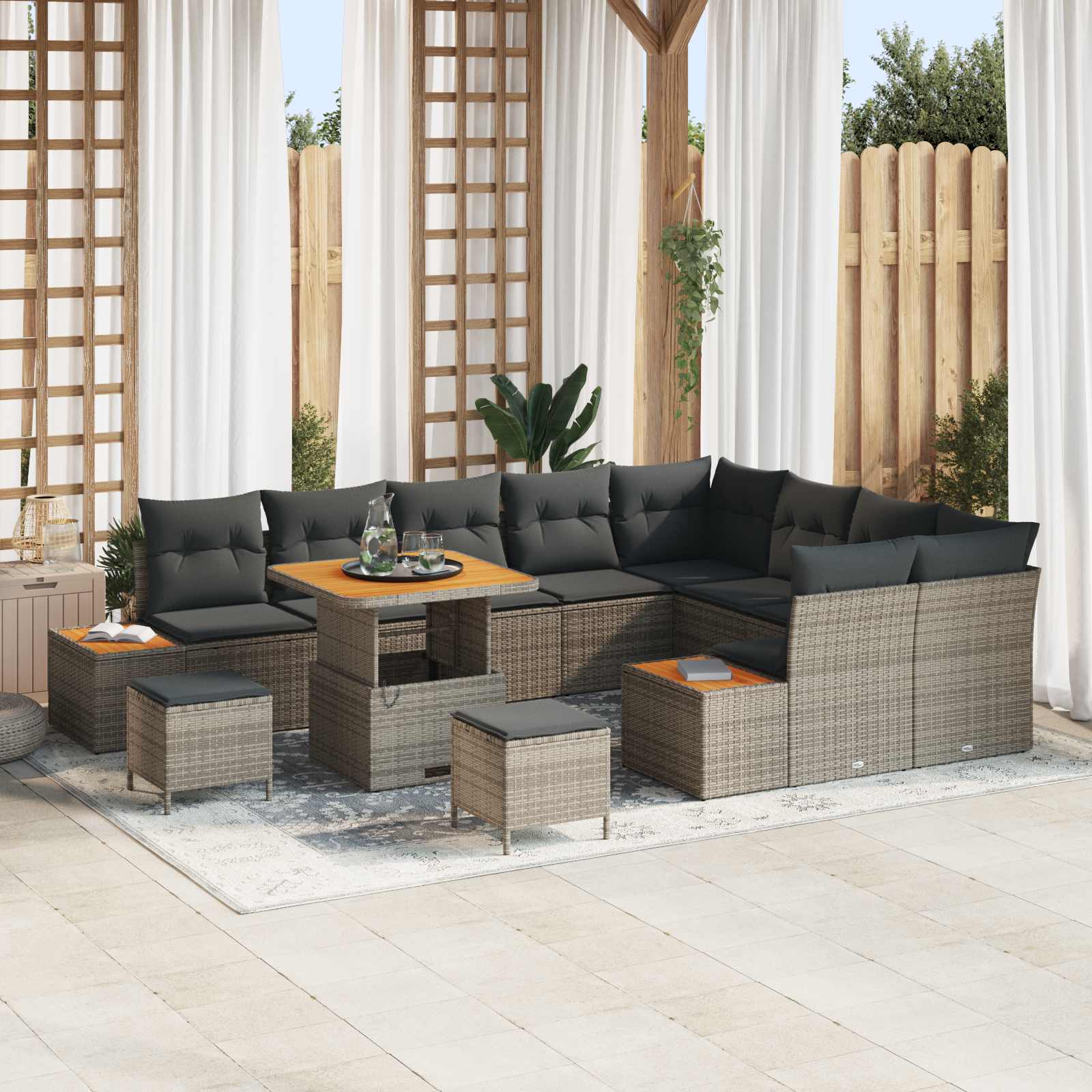 Set Divano da Giardino con cuscino 12 pcs Grigio | homemem39