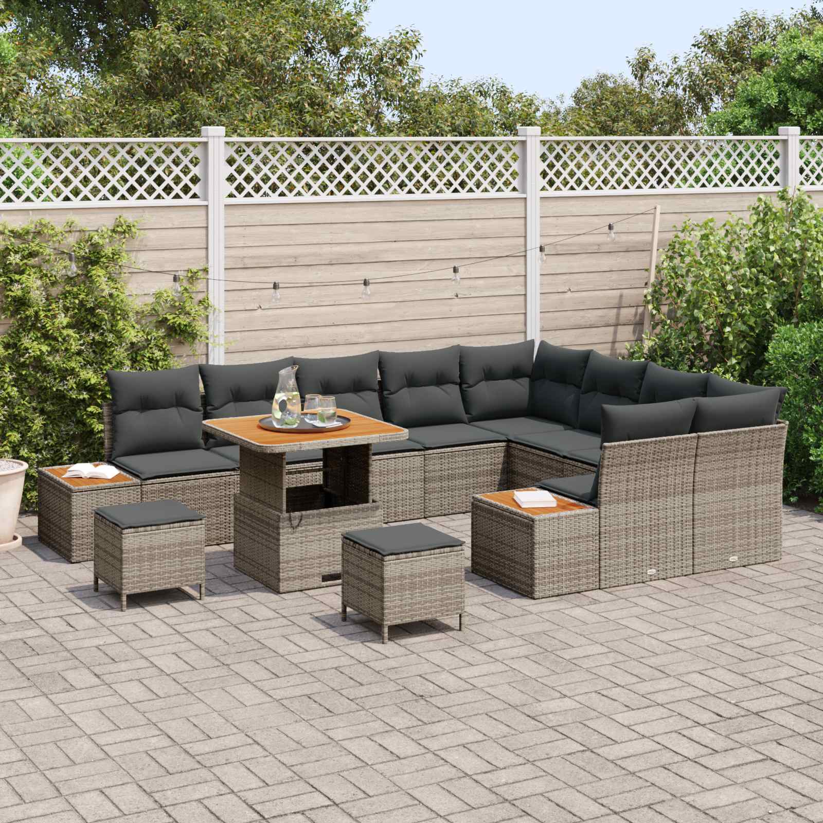 Set Divano da Giardino con cuscino 12 pcs Grigio | homemem39