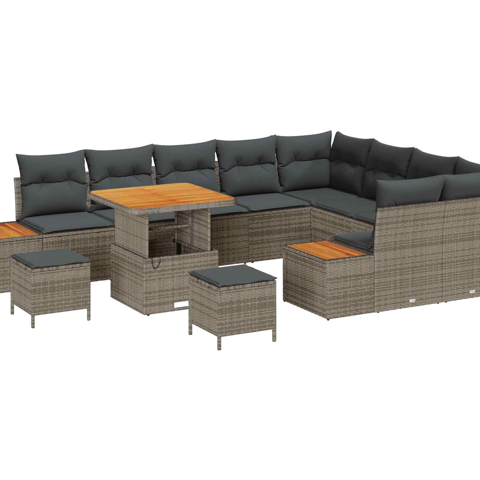 Set Divano da Giardino con cuscino 12 pcs Grigio | homemem39
