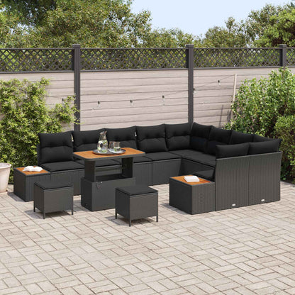 Set Divano da Giardino con cuscino 12 pcs Nero | homemem39