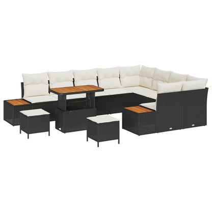 Set Divano da Giardino con cuscino 12 pcs Nero e Crema | homemem39