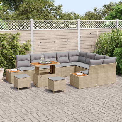 Set Divano da Giardino con cuscino 12 pcs Beige e Grigio Chiaro | homemem39