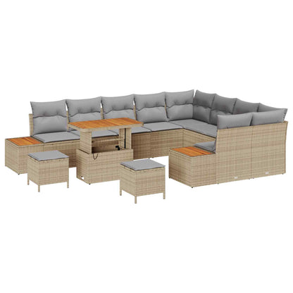 Set Divano da Giardino con cuscino 12 pcs Beige e Grigio Chiaro | homemem39