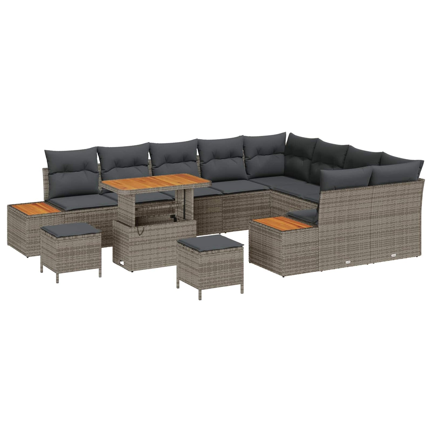 Set Divano da Giardino con cuscino 12 pcs Grigio | homemem39