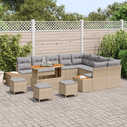 Set Divano da Giardino con cuscino 13 pcs Beige e Grigio Chiaro | homemem39