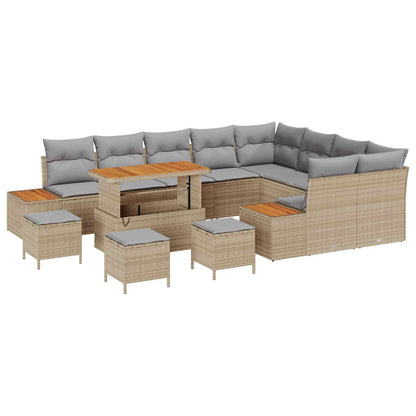 Set Divano da Giardino con cuscino 13 pcs Beige e Grigio Chiaro | homemem39