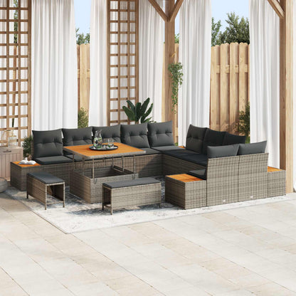 Set Divano da Giardino con cuscino 13 pcs Grigio