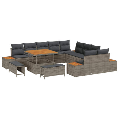 Set Divano da Giardino con cuscino 13 pcs Grigio | homemem39