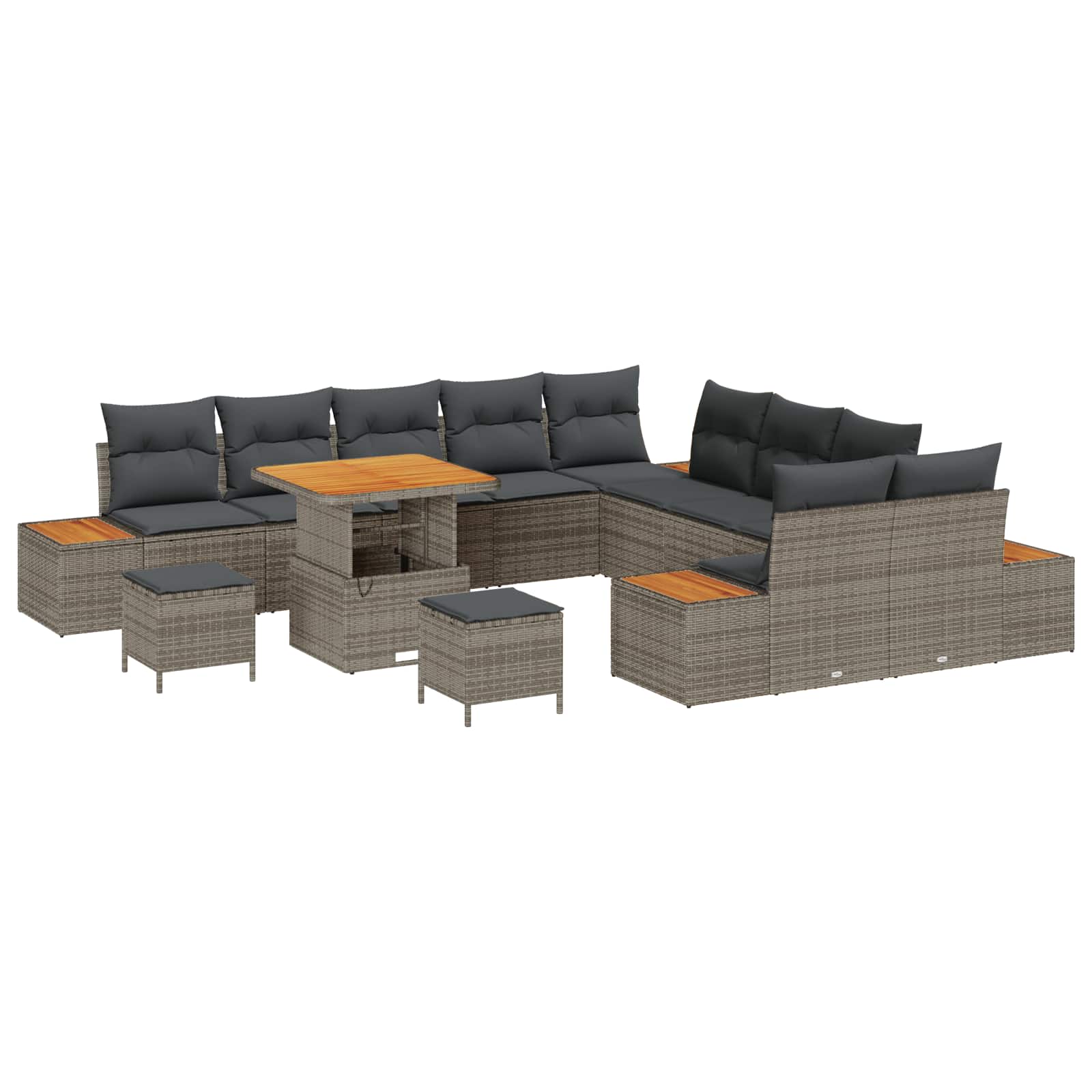 Set Divano da Giardino con cuscino 13 pcs Grigio | homemem39