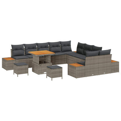 Set Divano da Giardino con cuscino 13 pcs Grigio | homemem39