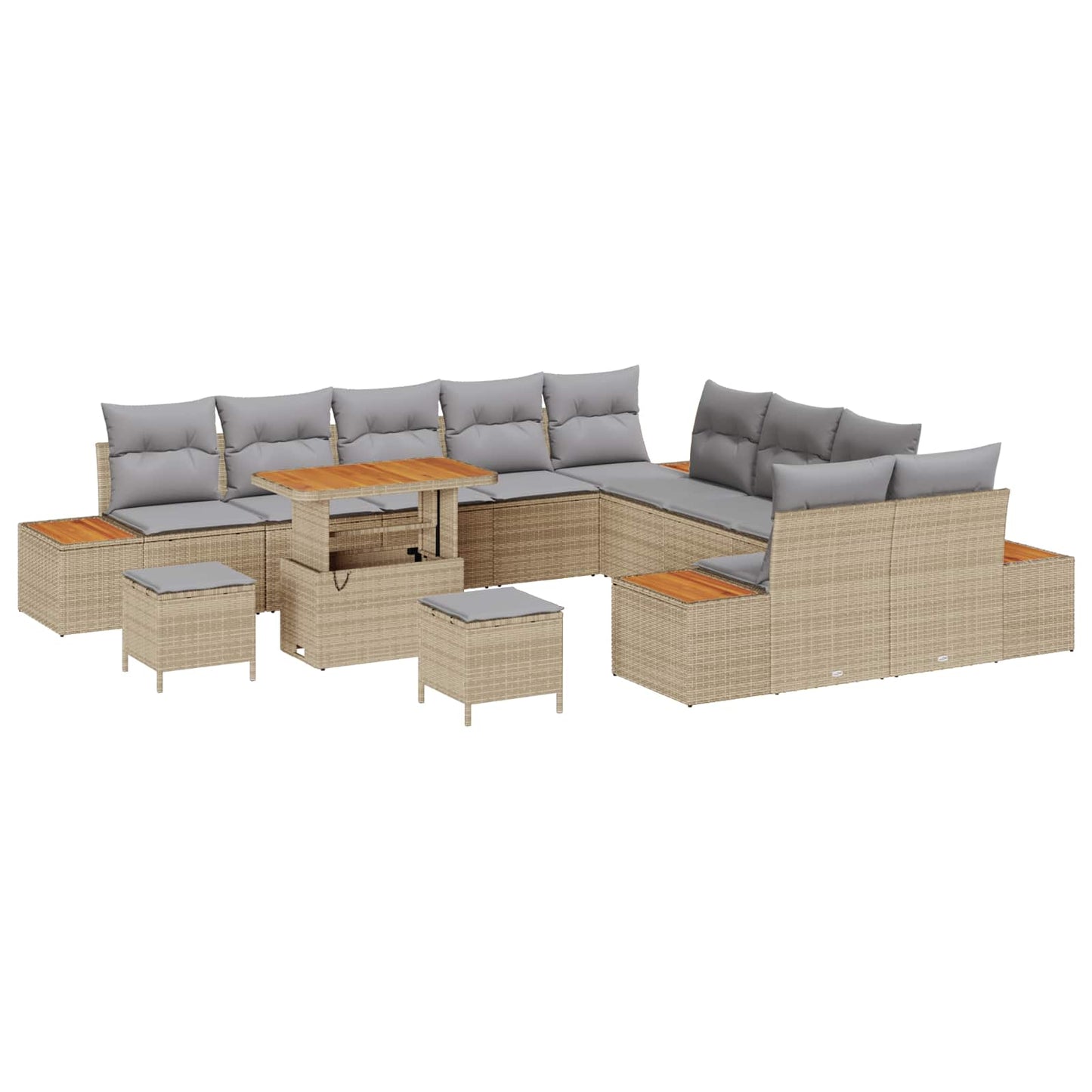 Set Divano da Giardino con cuscino 13 pcs Beige e Grigio Chiaro | homemem39
