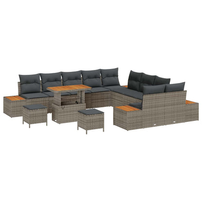 Set Divano da Giardino con cuscino 13 pcs Grigio | homemem39