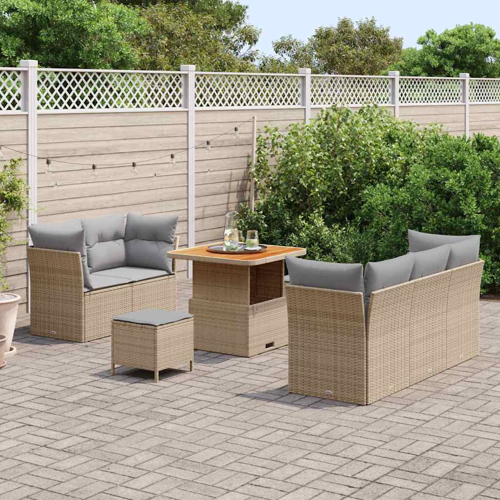 Set Divano da Giardino con cuscino 8 pcs beige e grigio chiaro
