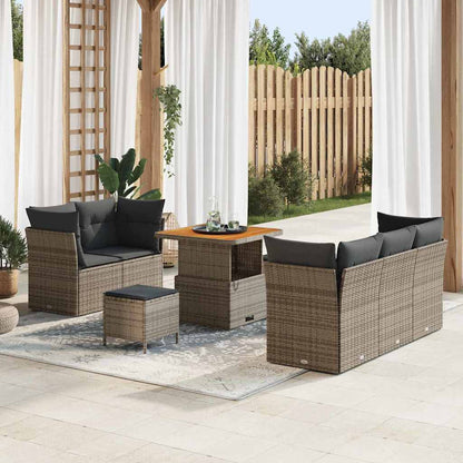 Set Divano da Giardino con cuscino 8 pcs Grigio | homemem39