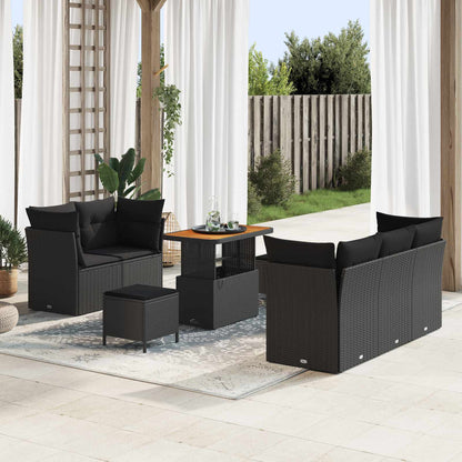 Set Divano da Giardino con cuscino con archiviazione 8 pcs Nero | homemem39