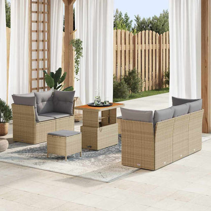 Set Divano da Giardino con cuscino 8 pcs beige e grigio chiaro | homemem39
