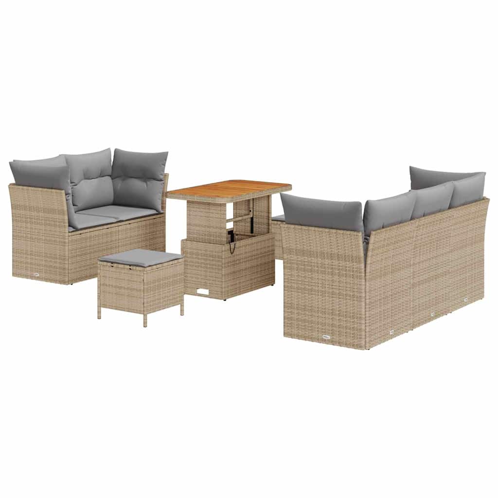 Set Divano da Giardino con cuscino 8 pcs beige e grigio chiaro | homemem39