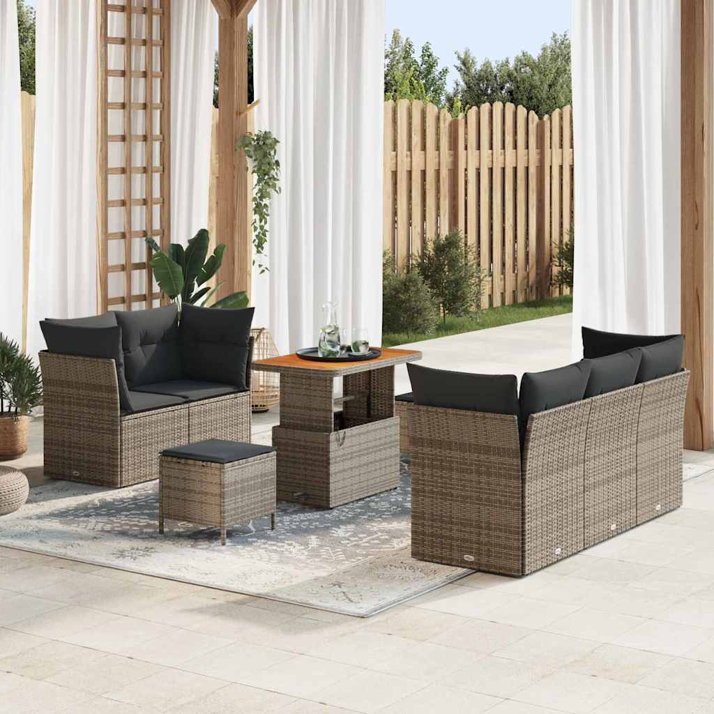 Set Divano da Giardino con cuscino 8 pcs Grigio | homemem39