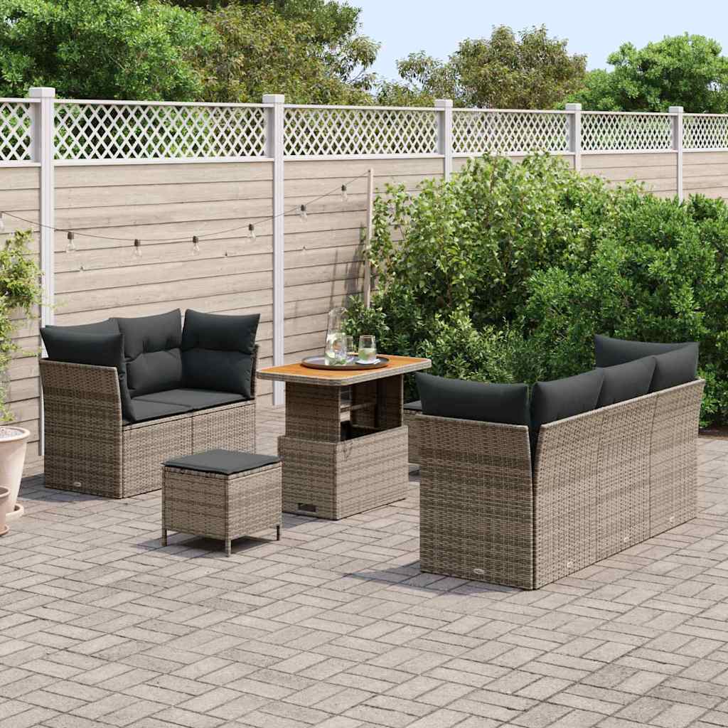 Set Divano da Giardino con cuscino 8 pcs Grigio | homemem39