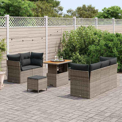 Set Divano da Giardino con cuscino 8 pcs Grigio | homemem39