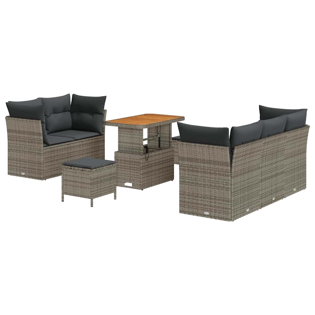 Set Divano da Giardino con cuscino 8 pcs Grigio | homemem39