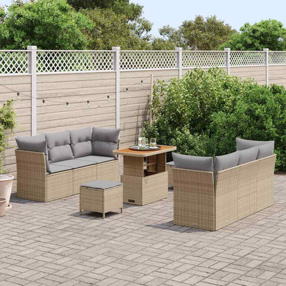 Set Divano da Giardino 9 pcs Beige e Grigio Chiaro polyrattan | homemem39