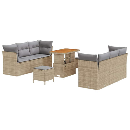 Set Divano da Giardino 9 pcs Beige e Grigio Chiaro polyrattan | homemem39