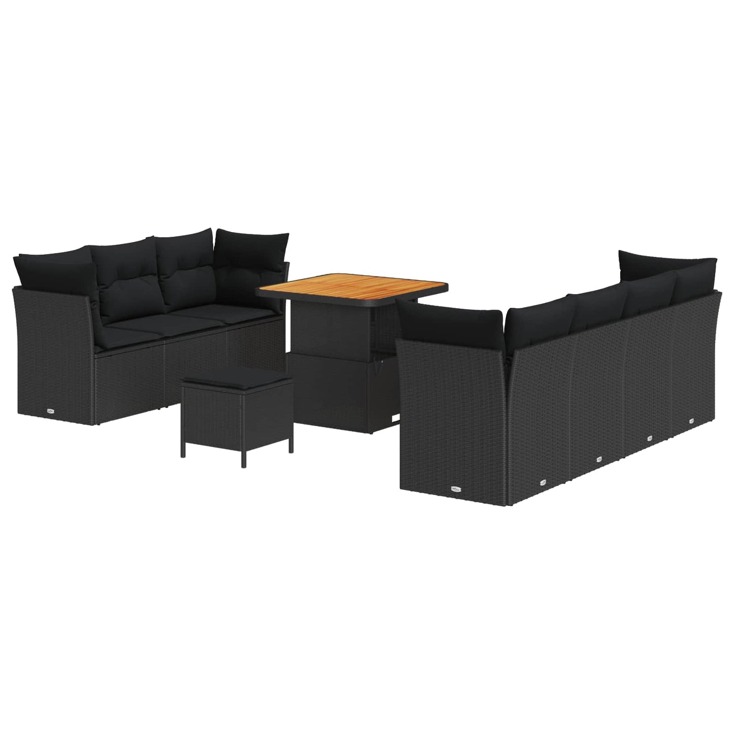 Set Divano da Giardino con cuscino 10 pcs Nero | homemem39