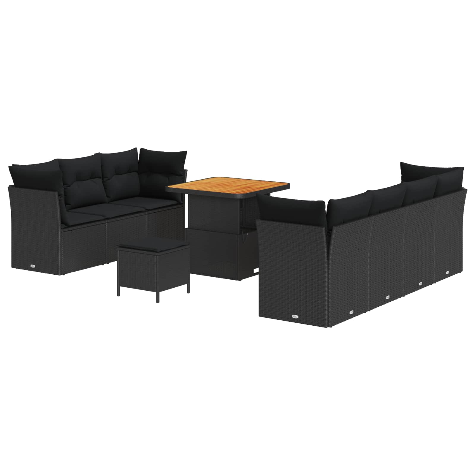 Set Divano da Giardino con cuscino 10 pcs Nero | homemem39