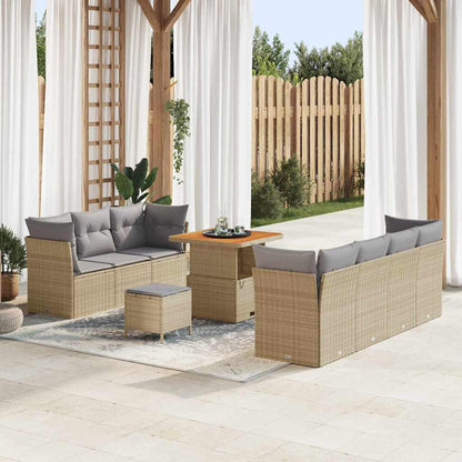 Set Divano da Giardino con cuscino 10 pcs beige e grigio chiaro | homemem39