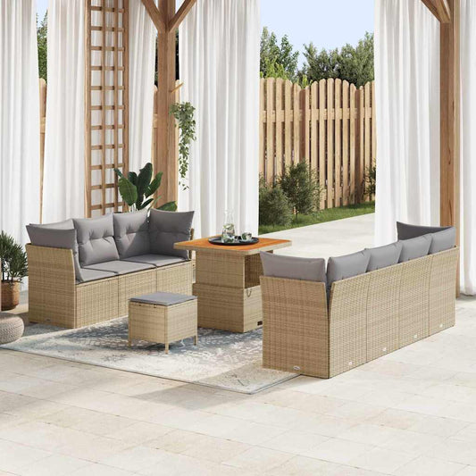 Set Divano da Giardino con cuscino 10 pcs beige e grigio chiaro
