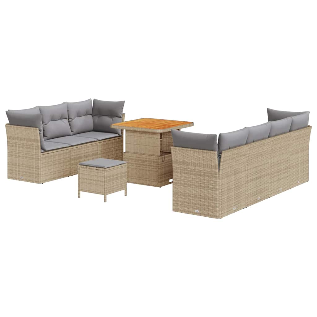 Set Divano da Giardino con cuscino 10 pcs beige e grigio chiaro | homemem39