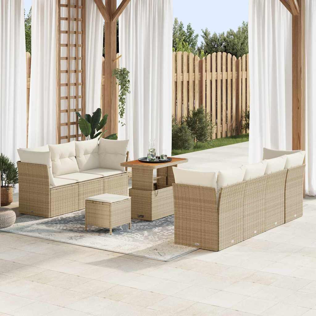 Set Divano da Giardino con cuscino 10 pcs beige e panna | homemem39