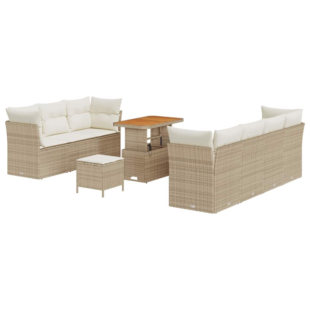 Set Divano da Giardino con cuscino 10 pcs beige e panna | homemem39