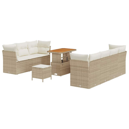 Set Divano da Giardino con cuscino 10 pcs beige e panna | homemem39
